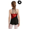 thumbnail image 2 of inlzdz Girls Sequined Halter Ballet Leotards for Gymnastics Bodysuit Hip Hop Jazz Dance Costume Red&Black 14, 2 of 6