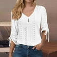 thumbnail image 2 of Endives Women's Shirts V Neck Long Sleeved Shirt Top Loose Dress Casual White Shirt Plus Size, 2 of 6