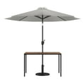 thumbnail image 2 of Merrick Lane 30" x 48" Outdoor Powder Coated Steel Dining Table with Faux Teak Poly Slat Top, 9' Gray Patio Umbrella and Base, 2 of 18