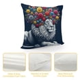 thumbnail image 4 of Leisuo  Lion Throw Pillow Covers Adorable Animal with Beautiful Flower Wreath Farmhouse Decorative Cushion Cover Square Accent Pillow Cases for Sofa Couch White, 4 of 5