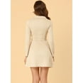 thumbnail image 5 of DARING DIVA Faux Suede Lapel Neck Long Sleeve A-Line Dress M Beige, 5 of 6