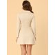 thumbnail image 5 of Women's Faux Suede Lapel Neck Long Sleeve A-Line Dress Beige L, 5 of 6