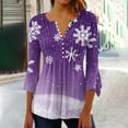 thumbnail image 2 of asdoklhq Christmas V Neck Sweaters for Women's Fashionable Christmas Printed Casual V-neck Pullover Long Sleeved Top Purple 2X, 2 of 5