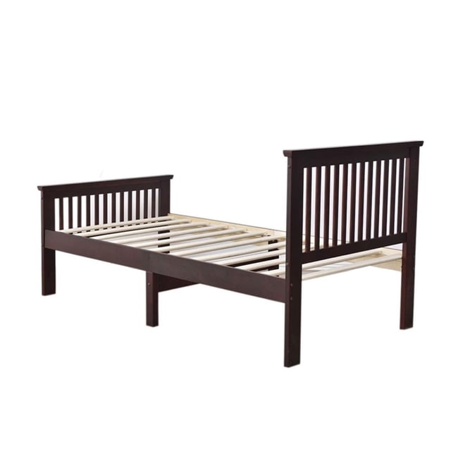 Pemberly Row Lit Plateforme Moderne en Pin Massif pour Lit Simple en Acajou
