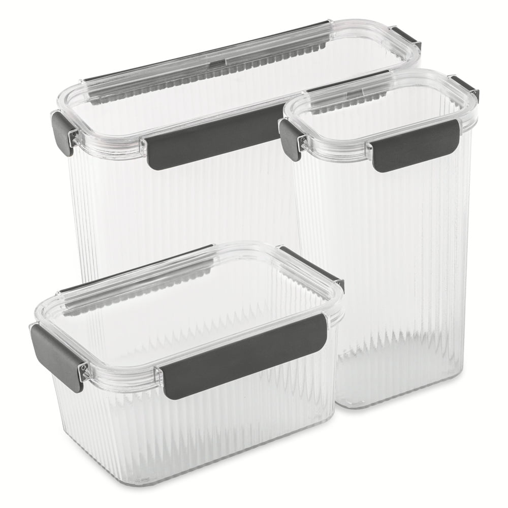 (2 pack) Thyme and Table 6-Piece Clear Ribbed Food Storage Container Set