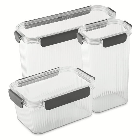 Thyme & Table 6 Piece Ribbed Food Storage Container Set, Clear