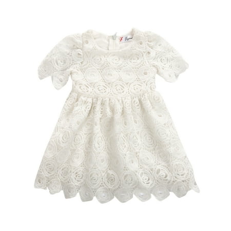 

Newborn Baby Girls Fashion Sweet Dress Ruffle Lace Hollow Floral Tutu Dresses Formal Party Wedding Outfits Dress 6 Months 1 Year 2 Years 3 Years