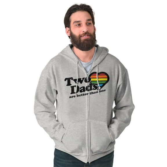 Two Dads Better Than One Gay Pride Men's Big & Tall Graphic Zip Up Hoodie Brisco Brands 4X