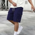 thumbnail image 3 of Thousandth Men's Solid Color Loose Fashionable Elastic Waist Pocket Casual Workwear Shorts Work Cargo Shorts, 3 of 10