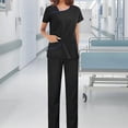 thumbnail image 4 of Uniformes Scrub Set Enfermera Top Pantalones Ropa cómoda Trajes de trabajo para atención médica Negro Zulema  Pantalones médicos de enfermera, 4 of 8
