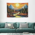 thumbnail image 2 of ONETECH  Sun Mountain Tapestry Trippy Forest Tree Tapestry Vintage Aesthetic Plant Tapestry Magic River Wall Tapestry Nature Landscape Tapestry Wall Hanging for Bedroom, 2 of 7