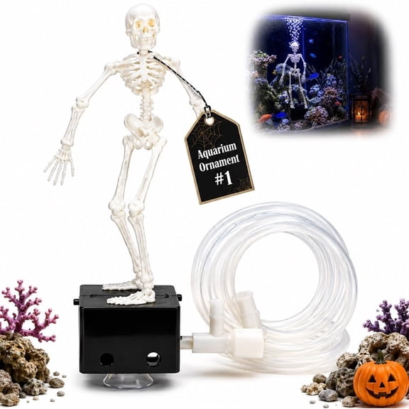 Dancing Skeleton Aquarium Bubbler,Halloween Dynamic Fish Tank Ornament | Animated Oxygenating Aquarium Bubbler Decorations, Resin Skull Air Bubble Decor Interactive Aerator Display