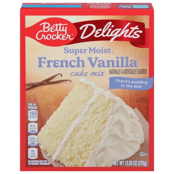 Pack of 2 Betty Crocker Super Moist French Vanilla Cake Mix, 13.25 oz (Package May Vary)