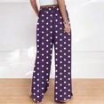 thumbnail image 5 of Mifsaly Wide Leg Flowy Pants for Women Polka Dot Lounge Pants Lightweight Casual Loose Fit Palazzo Trousers Purple,M, 5 of 5