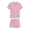 thumbnail image 5 of Miqool Pajamas Set for Women Short Sleeve Soft Sleepwear Button Down Pjs 2 Piece Lounge Sets S-XXL, 5 of 6