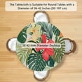 thumbnail image 2 of Round Tablecloth Fitted Table Cloth with Elastic Edge for Round Table, Flower Palm Leaf Circular Tablecover Waterproof Wipeable Tables Linen, Fits Tables up to 36" - 42" Diameter, 2 of 6