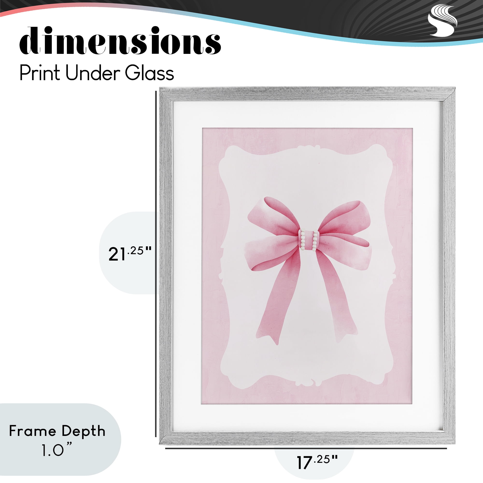 Stupell Industries Feminine Bow with Pearls Gray Framed Print Under Glass, design by Kim Allen