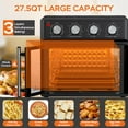 thumbnail image 5 of 27.5 Quart 6 Slices Large French Door  Air Fryer Convection Toaster Oven,  1700W, Multifunction Oven for Air Fryer, Toast, Grill, Defrost, Bake, Time and Temperature Controls, Black, 5 of 7