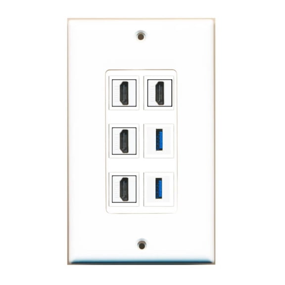 Ultra Spec Cables Custom Wall Plate White with up to 6 Keystone Ports