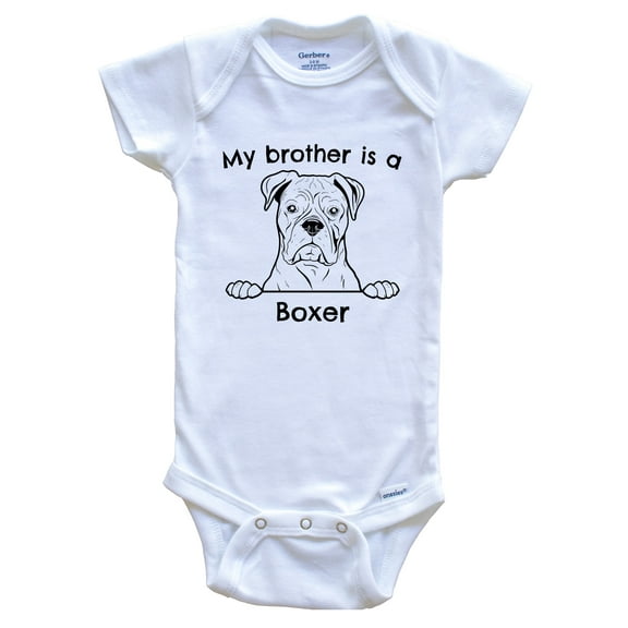 My Brother is a Boxer Cute Dog Breed Baby Bodysuit, 0-3 months white