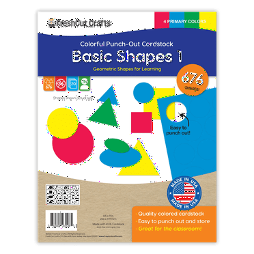 FreshCut Crafts Punch Out Paper Cutouts, Basic Shapes 1 Primary Colors, 676 Pieces