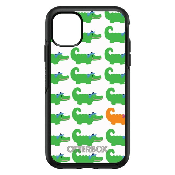 DistinctInk OtterBox Symmetry Custom Case for Apple iPhone 15 (6.1" Screen) - Cartoon Alligators - Raised Bezel Screen Guard