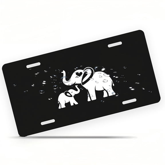 Mother Baby Elephant Front License Plate, Metal License Plate, Funny Standard Plates Personalized Novelty Decorative For Men/Women/Boys/Girls Car 6×12 Inch