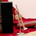 thumbnail image 4 of Miniatura Trompeta Delicada Chapado en Oro Mini Musical Instrumento Adorno, 90mm funda de piano y Feliz Sencillez, 4 of 5