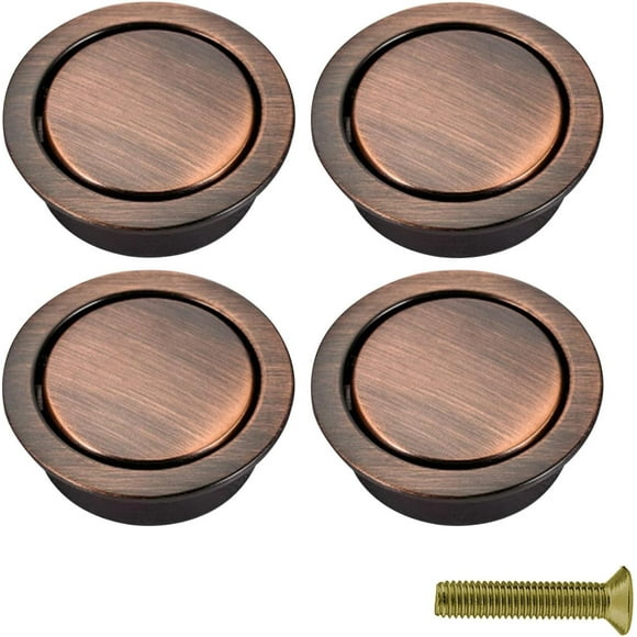 Set of 4 Zinc Alloy Door Handles for Pocket Doors, Sliding Doors, Double Doors, Cabinets (Red Bronze)