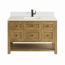 James Martin Vanities 48" Single Vanity, Light Natural Oak w/ Single Hole 3 CM White Zeus Top