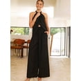 thumbnail image 2 of Women'S 2 Piece Outfits 2025 Summer Casual Sleeveless Mock Neck Crop Tops Wide Leg Pants Set Black XL, 2 of 7