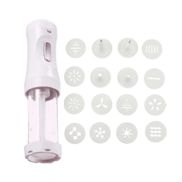 Qtmnekly Electric Cookie Press Churros Maker with 12 Discs and 4 Icing Tips for Cake DIY Tools