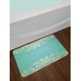 thumbnail image 2 of Vintage Bath Mat, Old Fashioned Frame with Grungy Ancient Floral Curlicues Baroque Revival Motifs, Non-Slip Plush Mat Bathroom Kitchen Laundry Room Decor, 29.5 X 17.5 Inches, Seafoam Cream, Ambesonne, 2 of 2