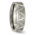 thumbnail image 2 of Auriga Fine Jewelry Titanium Brushed 6mm Trinity Symbol Flat Men's Band Size 7.5, 2 of 5