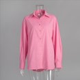 thumbnail image 4 of Camisas de de Algodón de Larga con Botones para Mujer, Blusas Informales con Cuello, Corte Holgado. Rosa L, 4 of 10