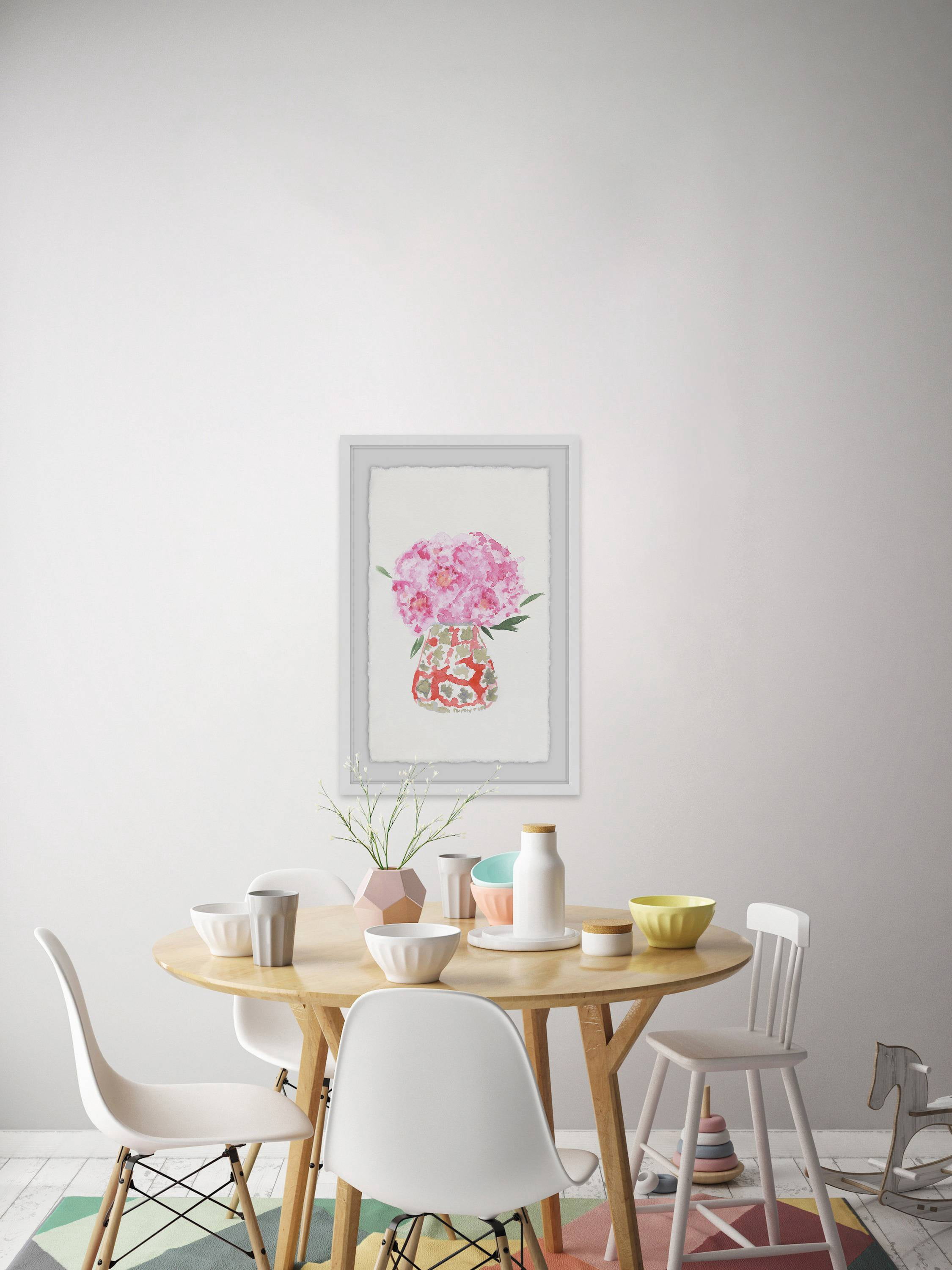 Fluffy Pink Flowers Framed Painting Print