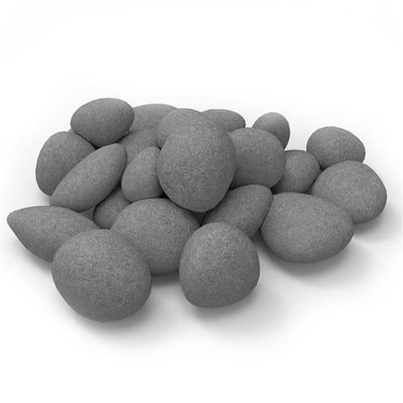 

Light Weight Ceramic Fiber Gas Ethanol Electric Fireplace Pebbles in Gray - Set of 24