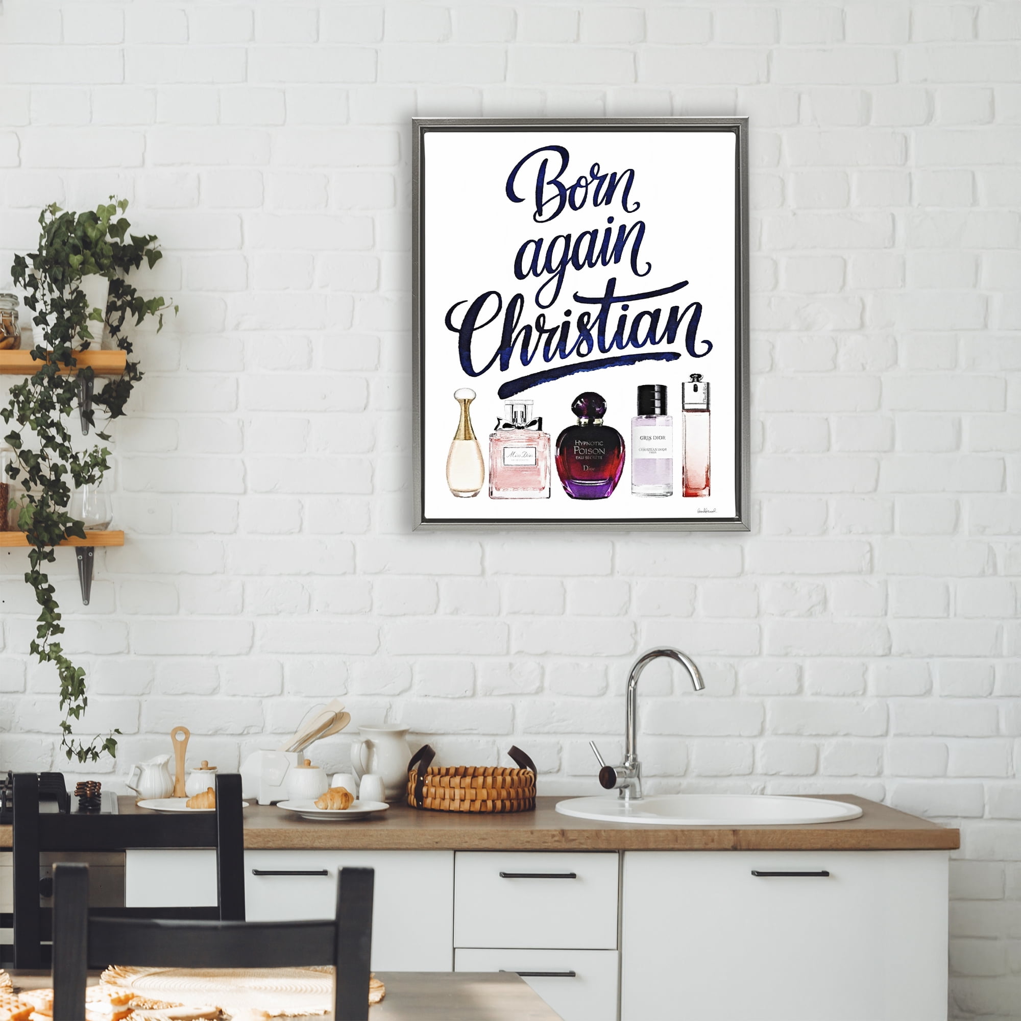 Born Again Christian Skincare Gray Framed Floater Canvas Wall Art, design by Amanda Greenwood