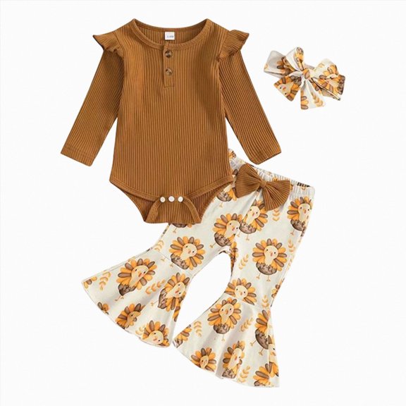 Baby Girls Bodysuit Set Infant Long Sleeve Romper Long Pants Set for Fall Winter
