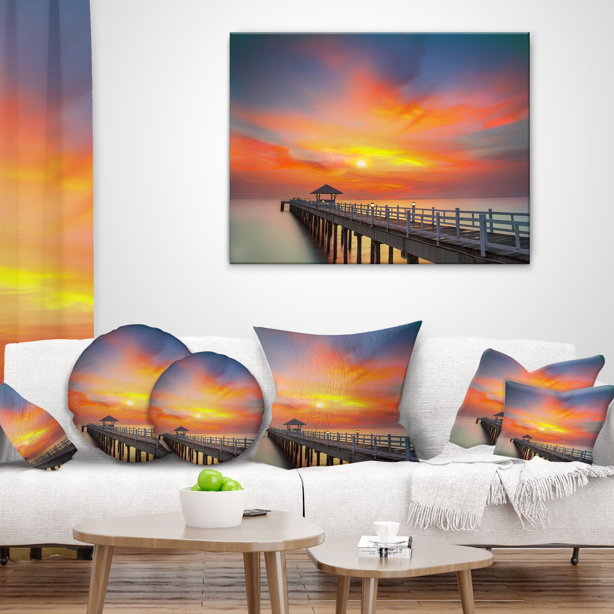 Designart 12" x 20" Pier & Bridge Polyester Throw Pillow