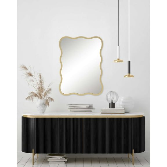 Mainstays 24x36 Gold Framed Large Wall Mirror for Bathroom or Living Room