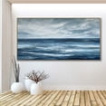thumbnail image 5 of Abstract Blue Minimalist Painting Original Blue Sea Canvas Wall Art Abstract Textured Seascape Oil Painting White Sea Wave Textured Wall Art,Unstretched,Frameless,(71*142cm)28*56lnches, 5 of 5