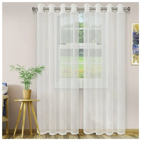 Elegant Scroll 2 Panels Sheer Curtains Walmart Com