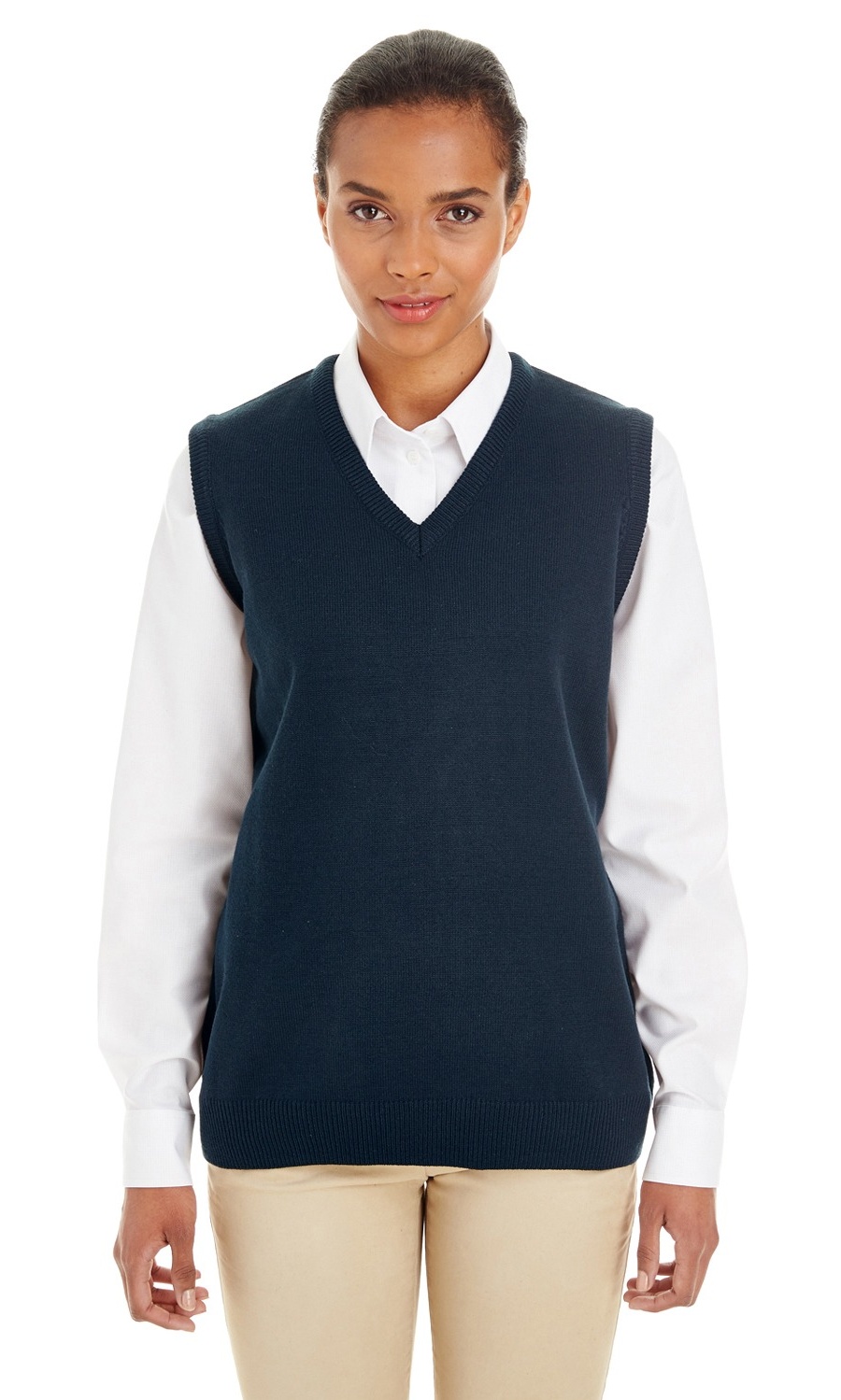 The Harriton Ladies Pilbloc V-Neck Sweater Vest - DARK NAVY - S -  Walmart.com
