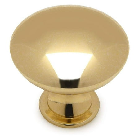 KioJJp 25 Pack 5305PB Polished Brass Traditional Round Solid Cabinet Hardware Knob - 1-1/4" Diameter