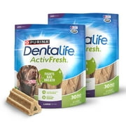 Purina DentaLife ActiveFresh Large Dog Treats Dental Chews with Chicken, 35 oz Pouch, 2 Packs (30 Count)