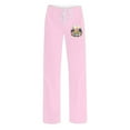 thumbnail image 2 of Xunlbb Women Wide Leg Pants, Ladies' Easter Printed Double Pocket Drawstring Pants ,Pink M, 2 of 5