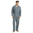 thumbnail image 5 of Vulcanodon Mens Pajama Set 100% Cotton, Long Sleeve Button Down PJ Set for Men Plaid Men's Sleepwear(Navy-Plaid, M), 5 of 6