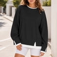 thumbnail image 5 of TGSLY Fall Faux Two-Piece Sweatshirts for Women Lightweight Crew Neck Long Sleeve Pullovers Loose Casual Solid Color Athletic Tops L, 5 of 7