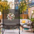 thumbnail image 6 of Outdoor Freestanding Privacy Screen, 43" W x 59" H Metal Slatted Decorative Panel With Stand, Brown Backyard Screen for Garden Patio, 6 of 16